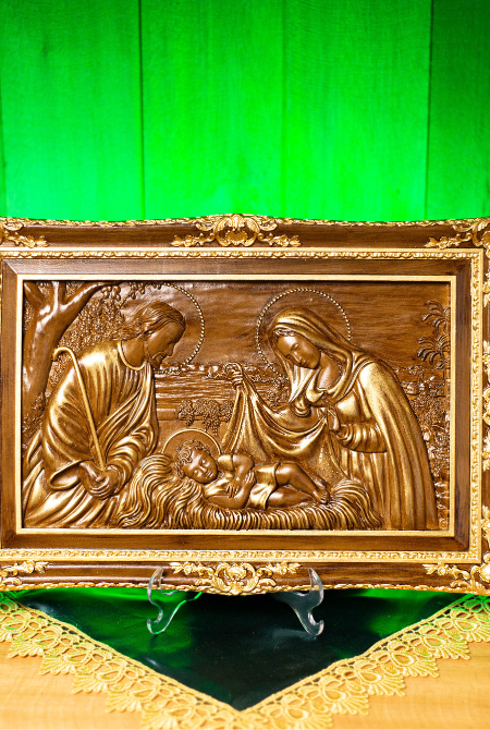 Quadro presépio imitação de madeira